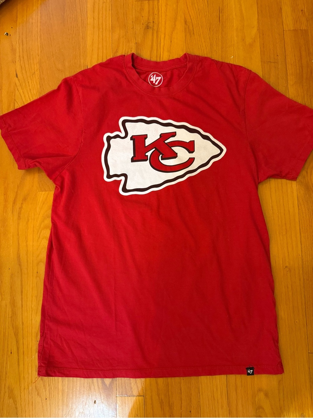 47 Men's Kansas City Chiefs Red Graphic Tee with White Arrowhead Logo